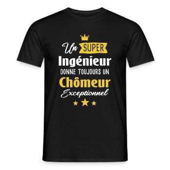 Chômeur ingénieur cadeau drôle chômage - T-shirt homme - noir - Devant - AI Model Male 178 light (178cm)