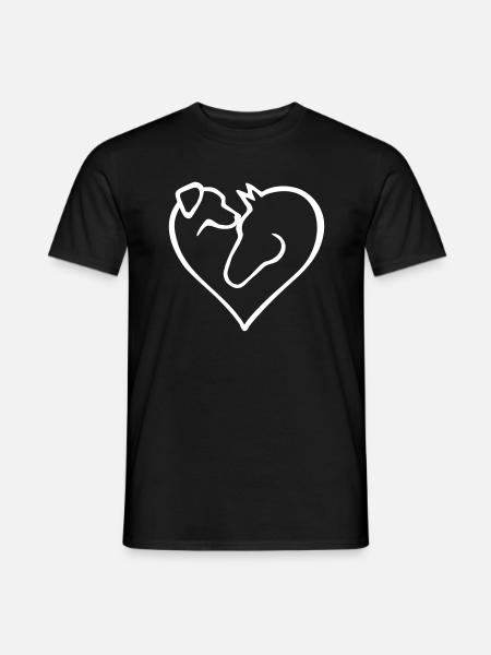 Hundeherz mit Pferd - Farbwechsel - Männer T-Shirt - Schwarz
