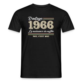 1966 année de naissance et cadeau d'anniversaire d - T-shirt homme - noir - Devant - AI Model Male 178 light (178cm)