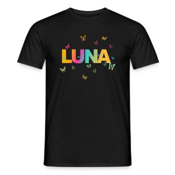 Luna - Beautiful name with butterflies - Men's T-Shirt - black - Front - AI Model Male 178 light (178cm)