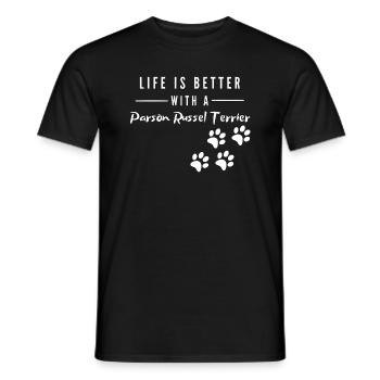 Life is better with a Parson Russel Terrier - Männer T-Shirt - Schwarz - Vorne - AI Model Male 178 light (178cm)