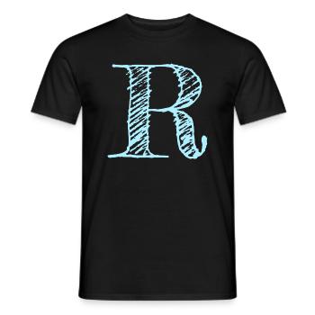 Letter "R" Comic Blue - Men's T-Shirt - black - Front - AI Model Male 178 light (178cm)