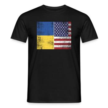 Ukraine - USA - Men's T-Shirt - black - Front - AI Model Male 178 light (178cm)