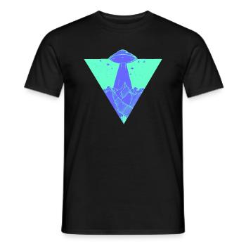 UFO Earth Planet - Men's T-Shirt - black - Front - AI Model Male 178 light (178cm)