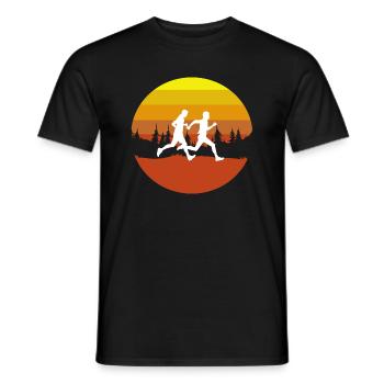Trailrunning Forest Sunset Vintage - Men's T-Shirt - black - Front - AI Model Male 178 light (178cm)
