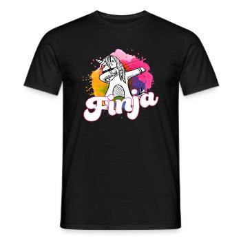 FINJA - Schöner Name mit dabbing Einhorn - Männer T-Shirt - Schwarz - Vorne - AI Model Male 178 light (178cm)