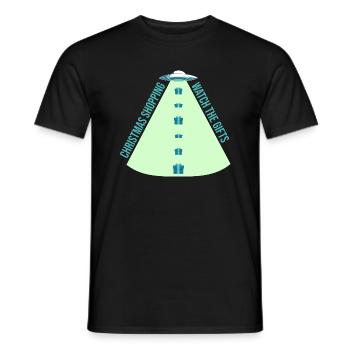 Cadeaux de Noël Alien Vaisseau spatial Faisceau OVNI - T-shirt homme - noir - Devant - AI Model Male 178 light (178cm)
