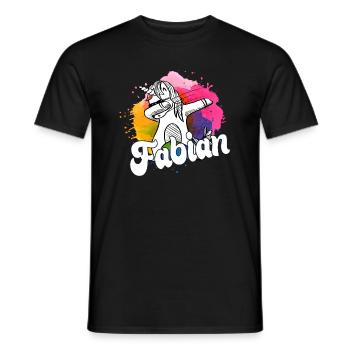 FABIAN - Schöner Jungen Name mit Coolem Einhorn - Männer T-Shirt - Schwarz - Vorne - AI Model Male 178 light (178cm)