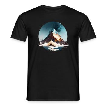 Tente au bord du lac et à la montagne - T-shirt homme - noir - Devant - AI Model Male 178 light (178cm)