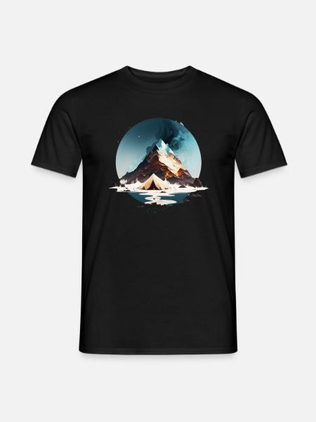 Tente au bord du lac et à la montagne - T-shirt homme - noir