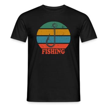 Hameçon de pêche rétro - T-shirt homme - noir - Devant - AI Model Male 178 light (178cm)