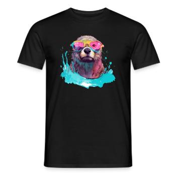 Nini der bebrillte Otter - Männer T-Shirt - Schwarz - Vorne - AI Model Male 178 light (178cm)