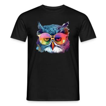 Ouzou la chouette - T-shirt homme - noir - Devant - AI Model Male 178 light (178cm)