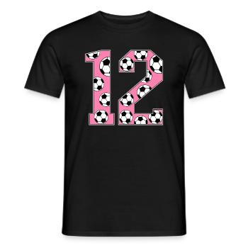 12 Birthday Football Pink - Men's T-Shirt - black - Front - AI Model Male 178 light (178cm)