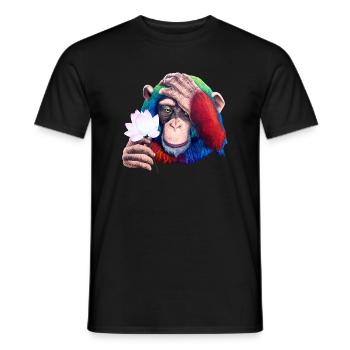 Monkey Loves Nature - Graffiti - Männer T-Shirt - Schwarz - Vorne - AI Model Male 178 light (178cm)