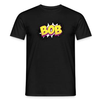 Bob Nom personnalisé Style de bande dessinée Pop Art, Bob - T-shirt homme - noir - Devant - AI Model Male 178 light (178cm)