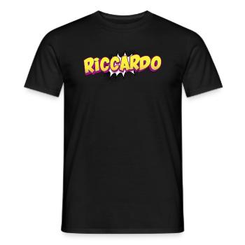 Riccardo Nom personnalisé Style bande dessinée Pop Art, - T-shirt homme - noir - Devant - AI Model Male 178 light (178cm)