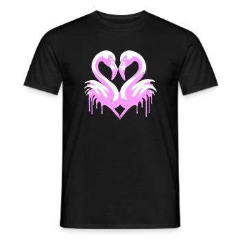 Flamants roses coeur | Cœur de flamant rose - T-shirt homme - noir - Devant - AI Model Male 178 light (178cm)