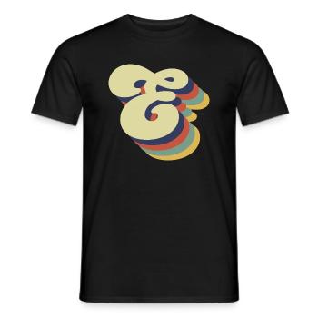 Lettre e rétro - T-shirt homme - noir - Devant - AI Model Male 178 light (178cm)