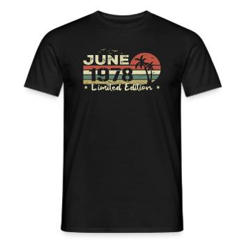 Vintage June 46th Anniversary Born 1978 Vibe - Men's T-Shirt - black - Front - AI Model Male 178 light (178cm)