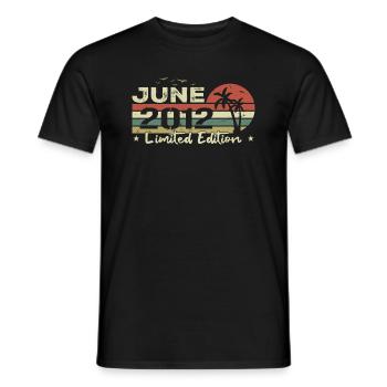 millésime de juin 12e anniversaire né 2012 vibe - T-shirt homme - noir - Devant - AI Model Male 178 light (178cm)