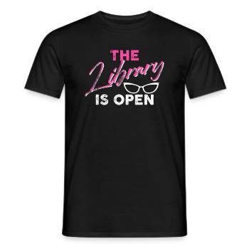 The library is open - Men's T-Shirt - black - Front - AI Model Male 178 light (178cm)