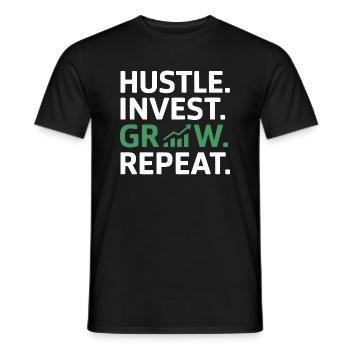 Hustle Invest Grow Repeat - T-shirt homme - noir - Devant - AI Model Male 178 light (178cm)
