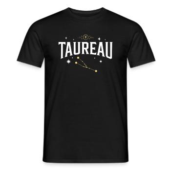 Signe astro taureau - T-shirt homme - noir - Devant - AI Model Male 178 light (178cm)