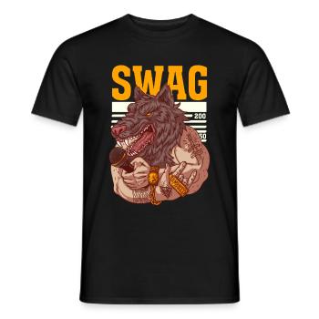 Rapper with wolf's head and tattoos - Men's T-Shirt - black - Front - AI Model Male 178 light (178cm)