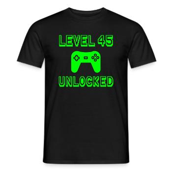 Niveau 45 Unlocked Gamer 45th Birthday Gift Idea - T-shirt homme - noir - Devant - AI Model Male 178 light (178cm)