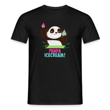 Panda avec glace - T-shirt homme - noir - Devant - AI Model Male 178 light (178cm)