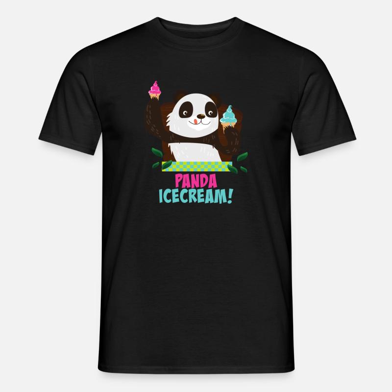 Panda mit Eiscreme - Männer T-Shirt - Schwarz
