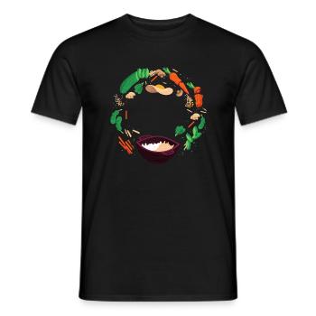 Vegan vegan fruits vegetables - Men's T-Shirt - black - Front - AI Model Male 178 light (178cm)