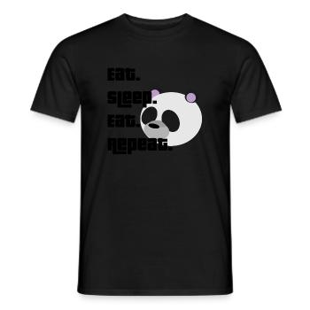 Panda-Eat Sleep Eat Repeat - Men's T-Shirt - black - Front - AI Model Male 178 light (178cm)