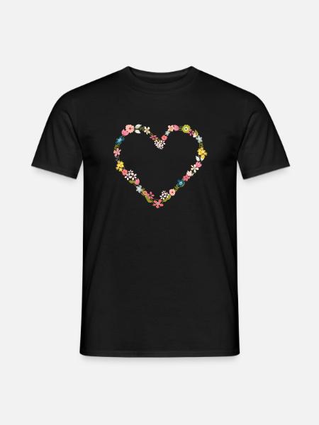 flower_power_heart - Männer T-Shirt - Schwarz