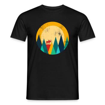 Moose in the mountains Norway retro design - Men's T-Shirt - black - Front - AI Model Male 178 light (178cm)