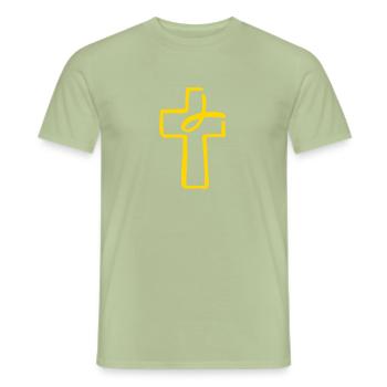croix - T-shirt homme - vert sauge - Devant - AI Model Male 178 light (178cm)