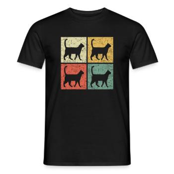 retro cat - Men's T-Shirt - black - Front - AI Model Male 178 light (178cm)