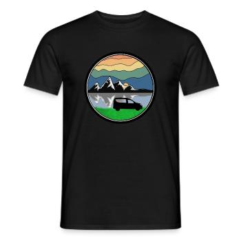 Joli motif de campeur, voyage, van, lever de soleil - T-shirt homme - noir - Devant - AI Model Male 178 light (178cm)