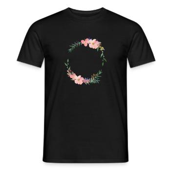 Moderner Blumenkranz -personalisierbar - Männer T-Shirt - Schwarz - Vorne - AI Model Male 178 light (178cm)