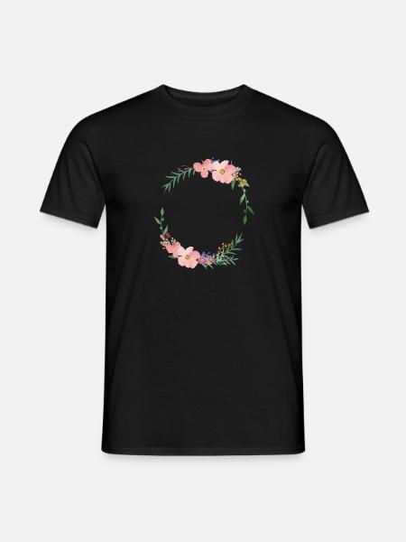 Moderner Blumenkranz -personalisierbar - Männer T-Shirt - Schwarz