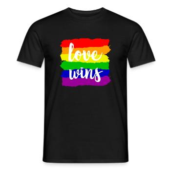 LGBT - l'amour gagne - gay - lesbienne - arc en ciel - T-shirt homme - noir - Devant - AI Model Male 178 light (178cm)
