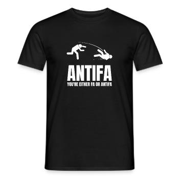 Antifa - Du bist entweder Fa oder Antifa - Männer T-Shirt - Schwarz - Vorne - AI Model Male 178 light (178cm)
