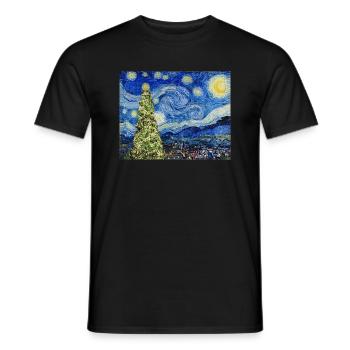 Van Gough Starry Night - Christmas Tree Trending - Men's T-Shirt - black - Front - AI Model Male 178 light (178cm)