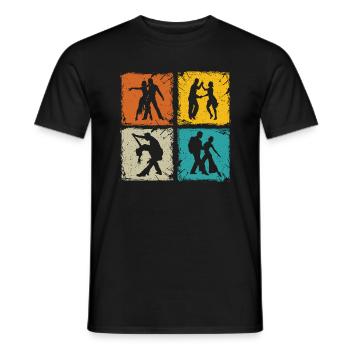 Salsa dancers retro squares salsa dancer gift - Men's T-Shirt - black - Front - AI Model Male 178 light (178cm)