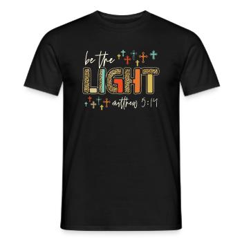 Soyez léger Matthieu 5 14 Léopard Chrétien Religieux - T-shirt homme - noir - Devant - AI Model Male 178 light (178cm)