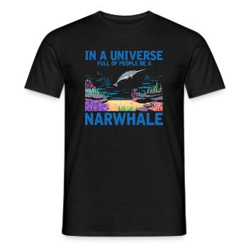 Narwhale Unicorn Whale Whales Sea Ocean Biology - Men's T-Shirt - black - Front - AI Model Male 178 light (178cm)