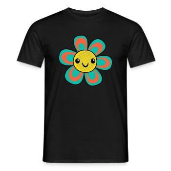 Happy Smiling Green Daisy Flower - Men's T-Shirt - black - Front - AI Model Male 178 light (178cm)