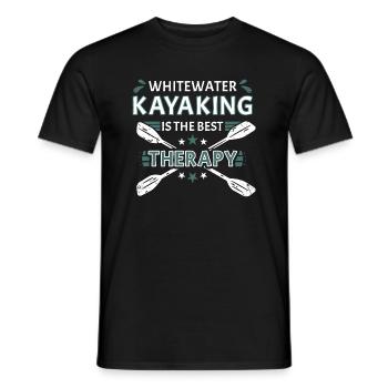 Whitewater Kayaking Is The Best Therapy - Men's T-Shirt - black - Front - AI Model Male 178 light (178cm)