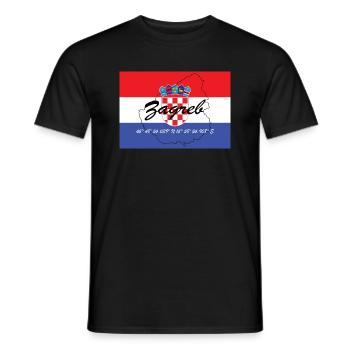 Zagreb - Hauptstadt mit GPS & Flagge - Männer T-Shirt - Schwarz - Vorne - AI Model Male 178 light (178cm)